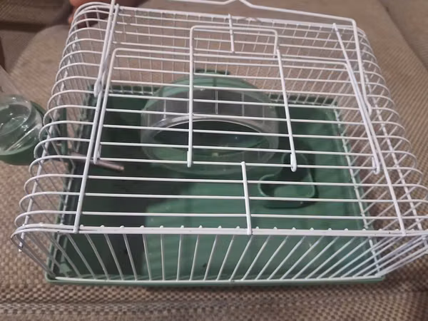 Kiçik heyvan qəfəsi – hamster/siçan üçün - Material: ağ rəngli metal
