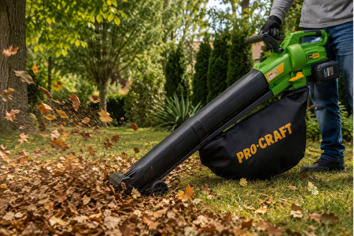 Pro-craft 20V Aккумуляторный воздуходув-пылесос-измельчитель листьев 3-в-1.