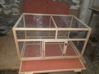 Taxta karkaslı metal torlu heyvan qəfəsi - Material: möhkəm şam ağacı — 4 зураг
