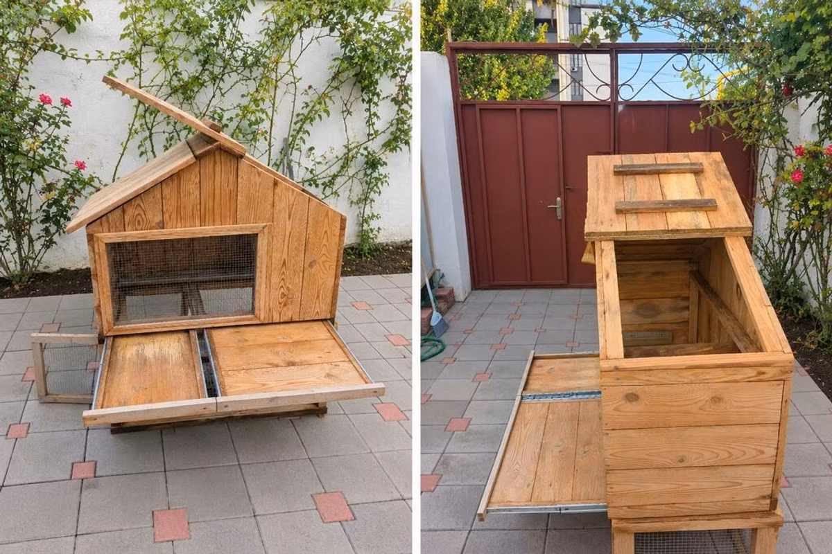 Taxta toyuq/ yuvası - Material: Sərt taxtadan yığılmış, möhkəm